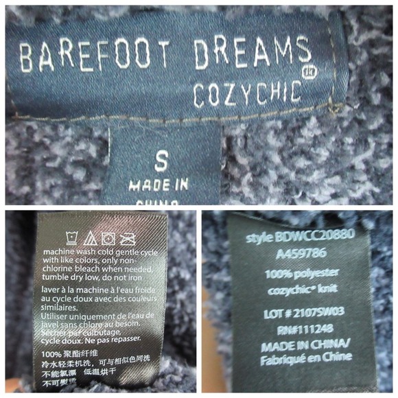 BAREFOOT DREAMS Blue CozyChic Cabin Cable Knit Cardigan Women’s Size Small - Picture 11 of 12